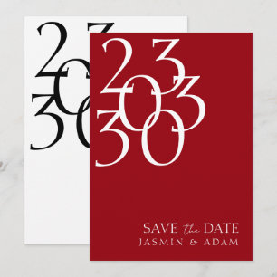 Minimal Crimson Red Typography Save the Date