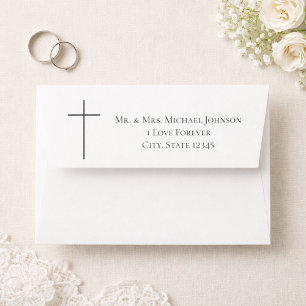 Minimal Cross Christian Wedding Envelope