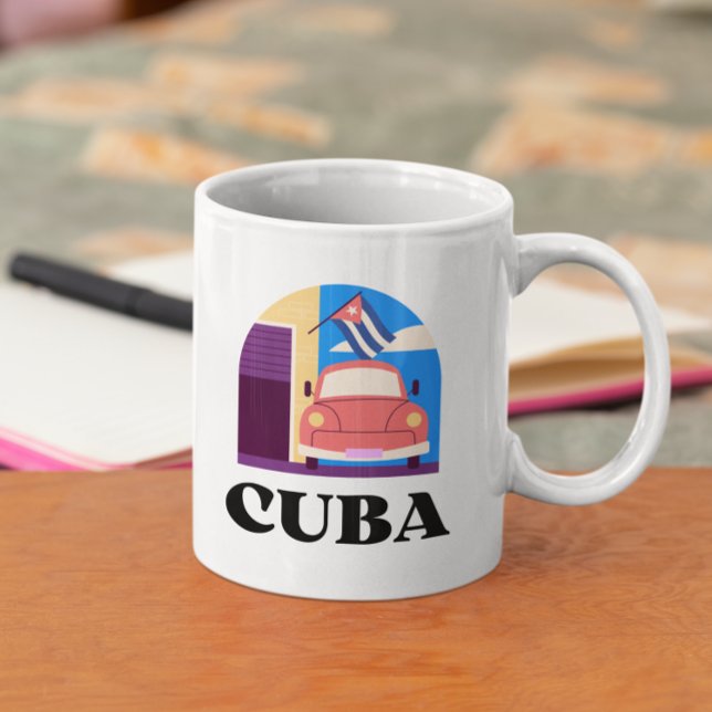 Minimal Cuba Island Vintage Retro Travel  Coffee Mug (Cuba Vintage Travel Coffee Mug)