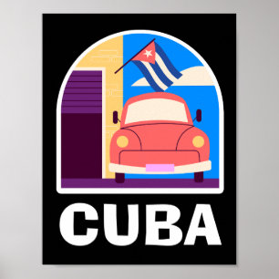 Minimal Cuba Island Vintage Retro Travel  Poster