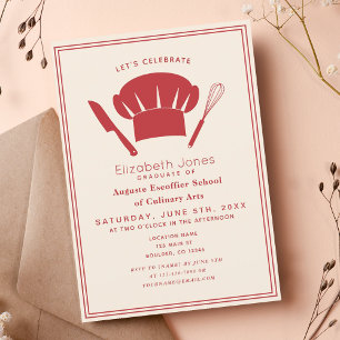 Minimal Culinary School Graduation Party Invitation