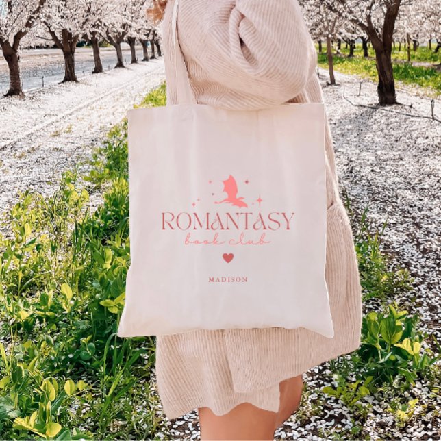 Minimal Custom Book Lovers 'Romantasy Book Club'  Tote Bag (Creator Uploaded)