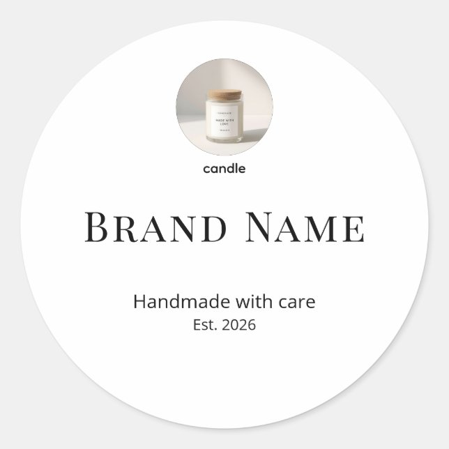Minimal Custom Business Label | Round Handmade Sti (Front)