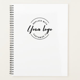 Minimal Custom Logo Branded QR code Simple White  Planner