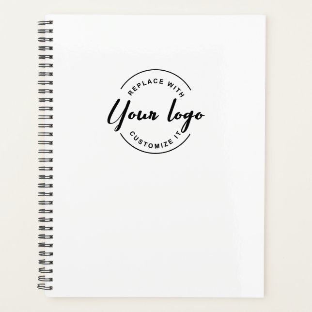 Minimal Custom Logo Branded QR code Simple White  Planner (Front)
