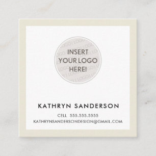 MINIMAL CUSTOM LOGO modern chic ivory cream black Square Business Card