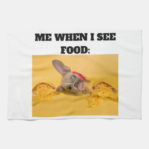 Minimal Custom Me When I See Food Add Photo  Tea Towel