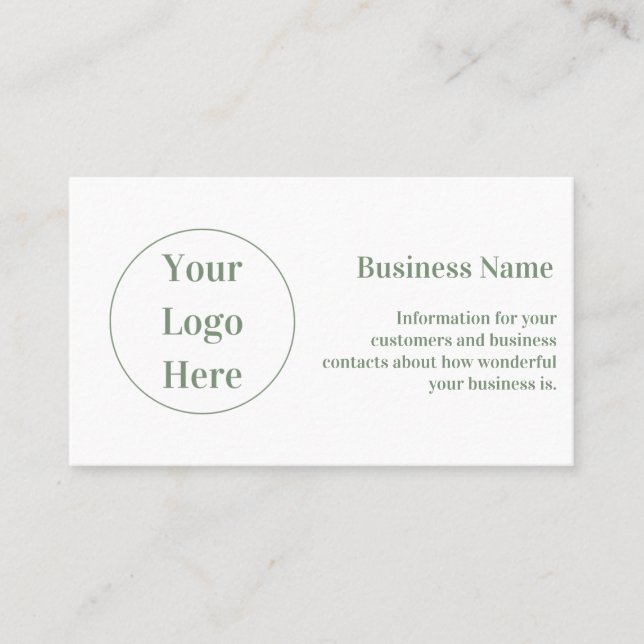 Minimal Custom Modern Sage Green White Business Card (Front)