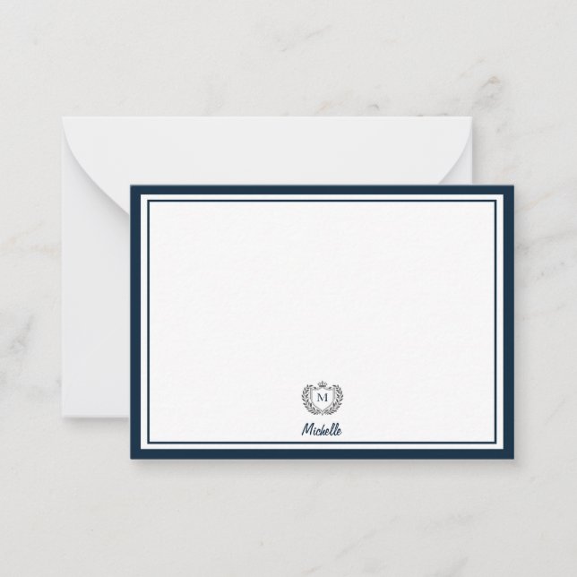 Minimal Custom Monogram Name Royal Crest Emblem Card (Front)