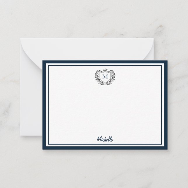 Minimal Custom Monogram Name Royal Crest Emblem Card (Front)