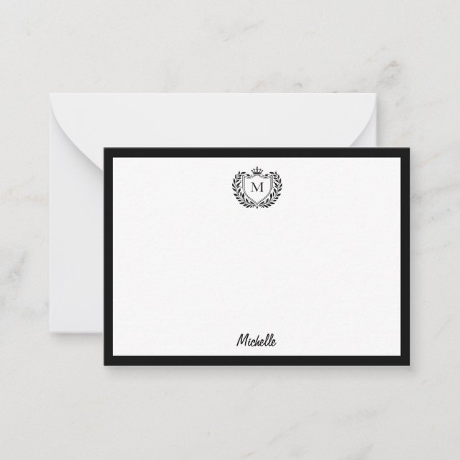 Minimal Custom Monogram Name Royal Crest Emblem    Card (Front)