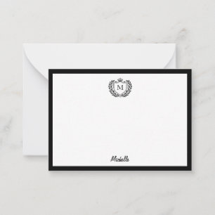 Minimal Custom Monogram Name Royal Crest Emblem Card