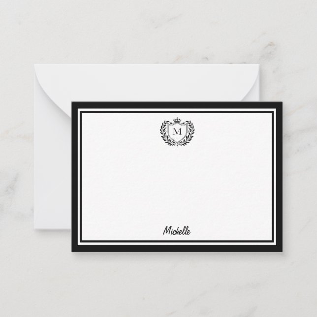 Minimal Custom Monogram Name Royal Crest Emblem    Card (Front)