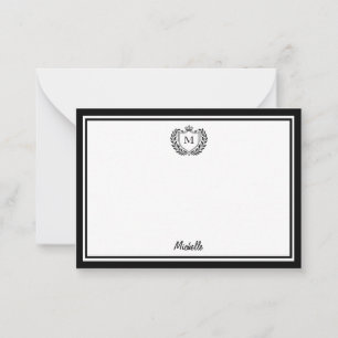 Minimal Custom Monogram Name Royal Crest Emblem Card