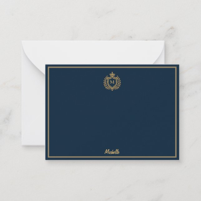Minimal Custom Monogram Name Royal Crest Emblem    Card (Front)