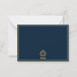 Minimal Custom Monogram Name Royal Crest Emblem Card