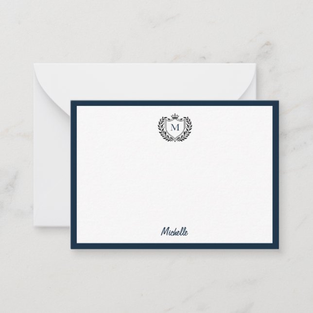 Minimal Custom Monogram Name Royal Crest Emblem Card (Front)