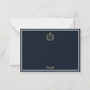 Minimal Custom Monogram Name Royal Crest Emblem Card
