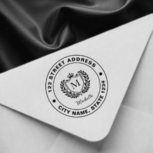 Minimal Custom Monogram Name Royal Crest Emblem    Rubber Stamp