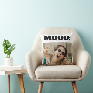Minimal Custom MOOD Funny Add Photo  Cushion