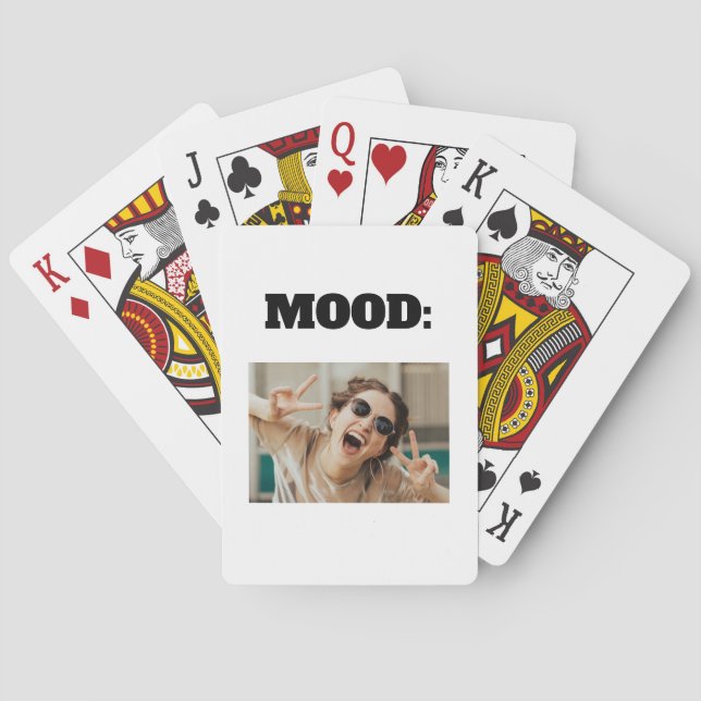 Minimal Custom MOOD Funny Add Photo Playing Cards (Back)