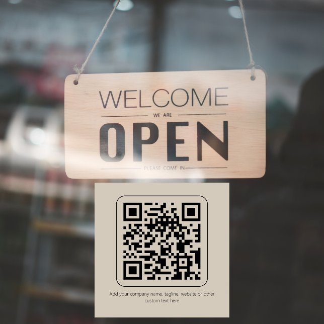 Minimal Custom Text Pastel Creamy Vanilla QR Code Window Cling (Creator Uploaded)