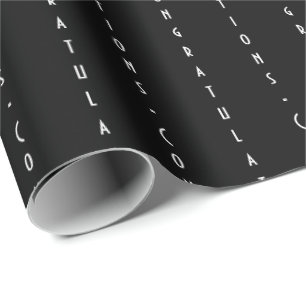 Minimal Customisable Black CONGRATULATIONS Wrapping Paper