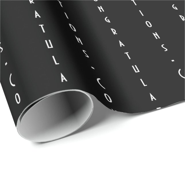 Minimal Customisable Black CONGRATULATIONS Wrapping Paper (Roll Corner)
