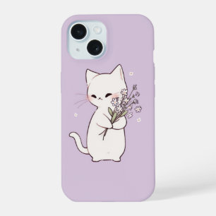 Minimal cute cat iPhone 15 case