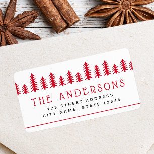Minimal cute Christmas tree holiday return address Label