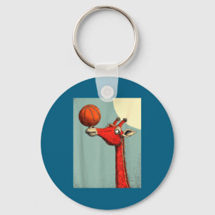 Minimal Cute Giraffe Animal Funny Basketball Key Ring