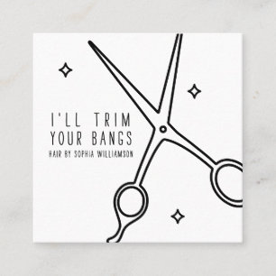 Minimal Cute Hair Stylist Hairdresser Scissor Star Square Business Card