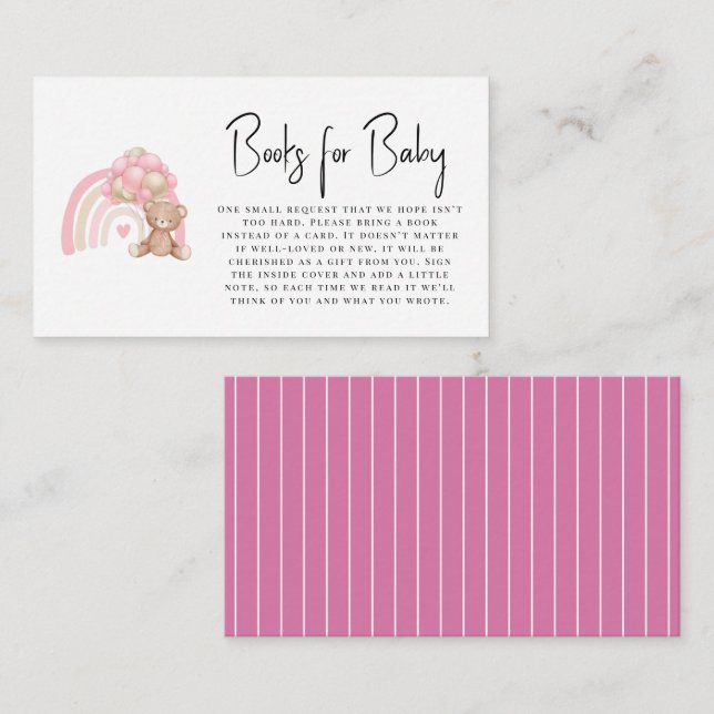 Minimal cute pink modern teddy bear enclosure  card (Front/Back)