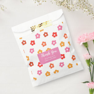 Minimal Cute Pink Yellow Red Orange Floral Pattern Favour Bags
