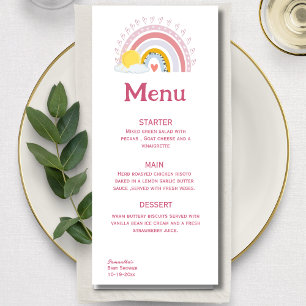 Minimal Cute Rainbow Sun Pink Baby Menu