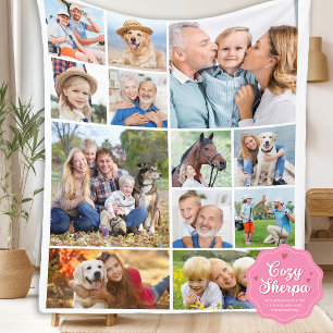 Minimal Cute Simple Unique 12 Photo Collage Sherpa Blanket