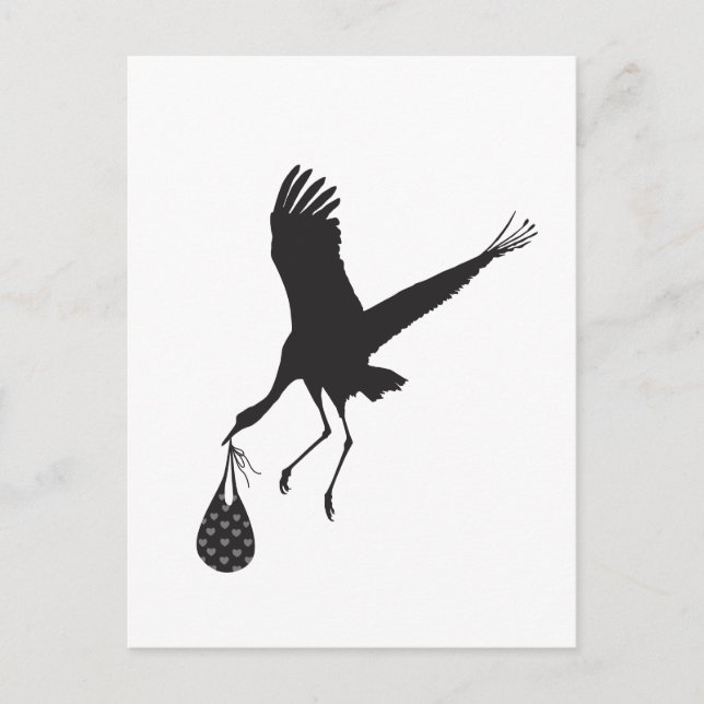   Minimal Cute Stork Unisex Baby Shower Invitation Postcard (Front)