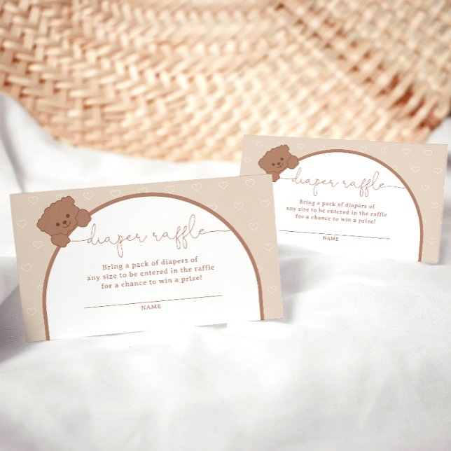 Minimal Cute Teddy Bear Baby Diaper Raffle Ticket Enclosure Card (Creator Uploaded)