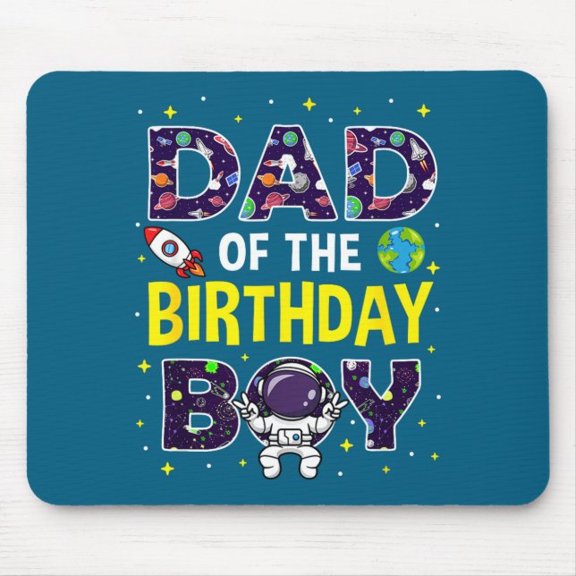 Minimal Dad Birthday Boy Space Astronaut Mouse Mat (Front)