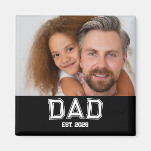 Minimal Dad Established Year New Father Photo Magnet