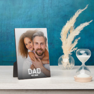 Minimal Dad Established Year New Father Photo Plaque