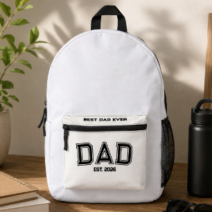Minimal Dad Established Year New Father Printed Backpack