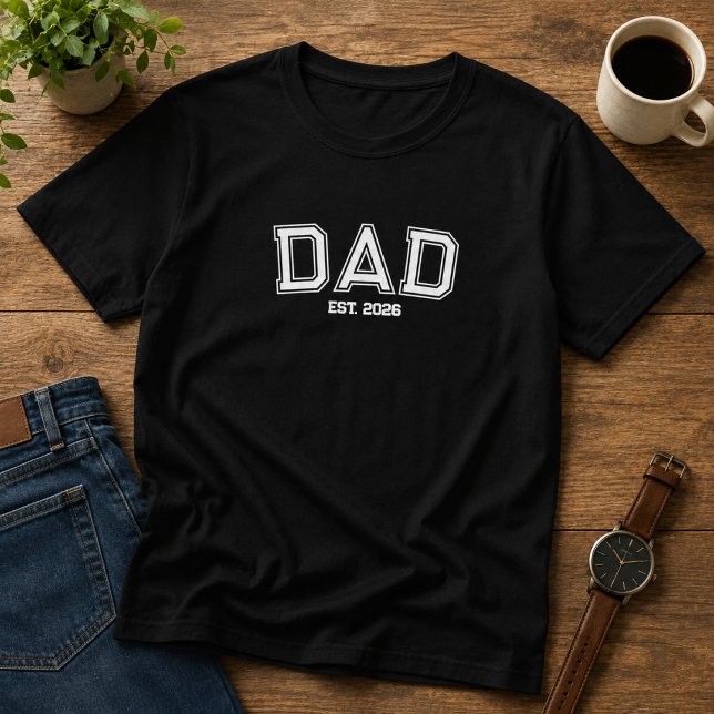 Minimal Dad Established Year New Father T-Shirt (Creator Uploaded)