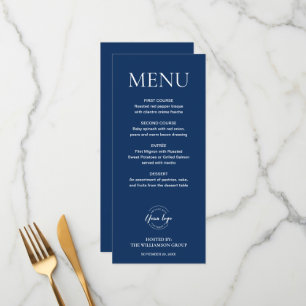 Minimal Dark blue elegant business event logo Menu