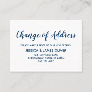 Minimal Dark Blue on White Change of Address Card