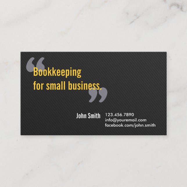 Minimal Dark Bookkeeping Service Business Card (Front)