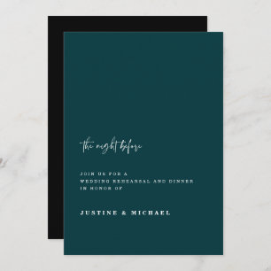Minimal Dark Green Night Before Wedding Rehearsal Invitation