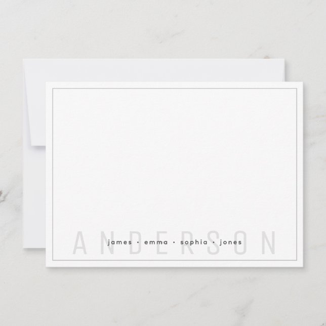 Minimal Dark Grey Border Family Last Name Card (Front)