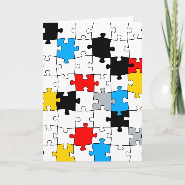 Minimal De Stijl Jigsaw Puzzle Colour Composition Card (Front)