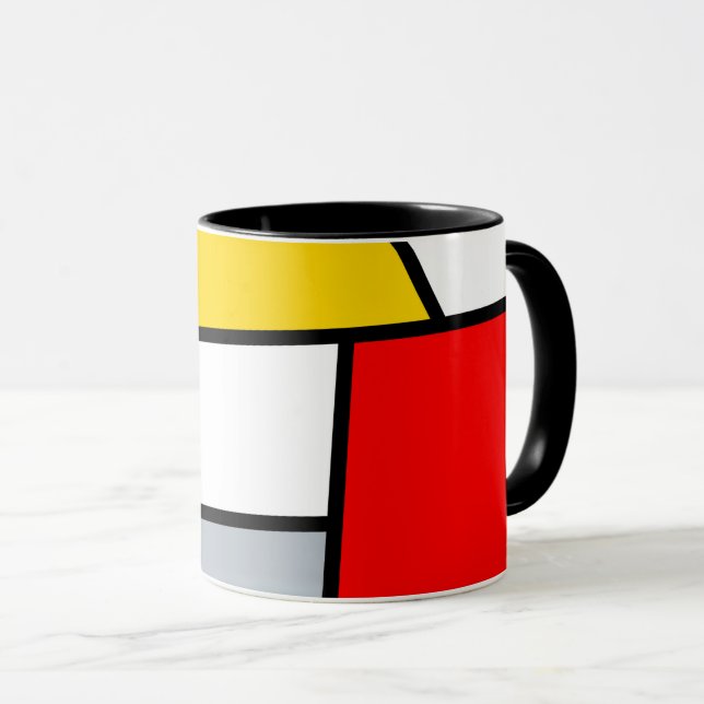 Minimal De Stijl Retro Polygon Colour Composition Mug (Front Right)